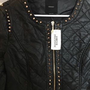 NWT Studded faux leather jacket